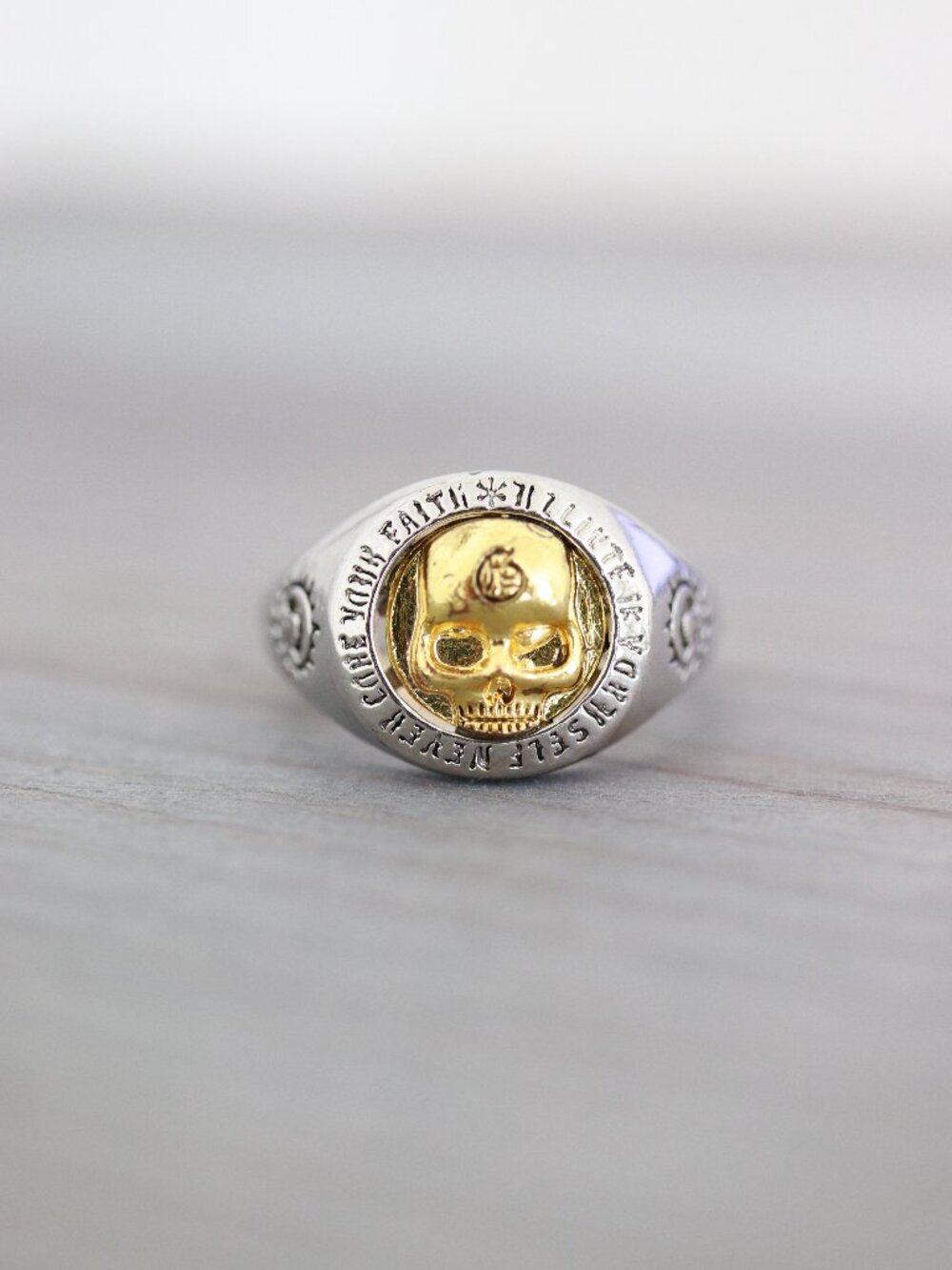 Mens Ring Skull Retro Style 2-Tone Silver/Gold Plated Fashion Ring